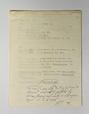 Group of typed and photocopied documents for Harry Crews's file in Gale Research Company's biogra...