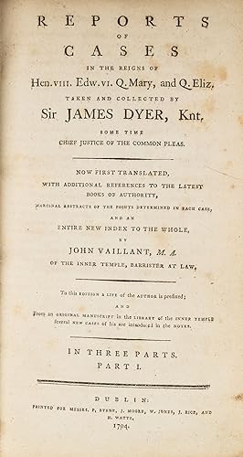 Image du vendeur pour Reports of Cases. Dublin, 1794 mis en vente par The Lawbook Exchange, Ltd., ABAA  ILAB