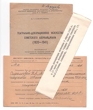 Teatralno-Dekoratsionnoe iskusstvo Sovetskogo Azerbaidzhana (1920-1941): aftoreferat dissertatsii...