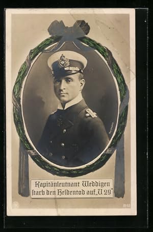 Ansichtskarte Portrait Kapitänleutnant Weddigen, Kommandeur des U-Boot U 29