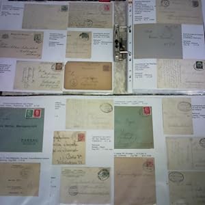 Sammlung von 174 Postbelegen. Briefen, Postkarten usw. aus 1869 - 1949. Mit Fotoecken auf Papier ...