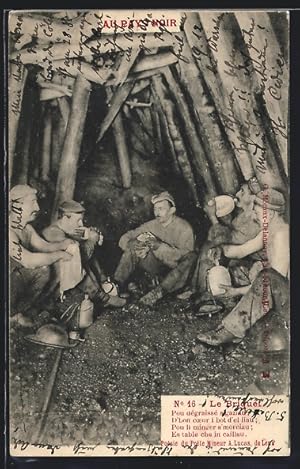 Image du vendeur pour Ansichtskarte Au Pays Noir, No. 16 Le Briquet, Mahlzeit unter Tage mis en vente par Bartko-Reher