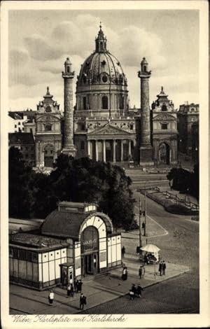 Ansichtskarte / Postkarte Wien 4, Blick auf Karlsplatz und Karlskirche