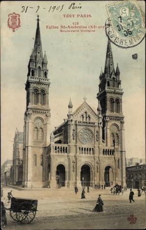 Ansichtskarte / Postkarte Paris XI, Boulevard Voltaire, Kirche St-Ambroise