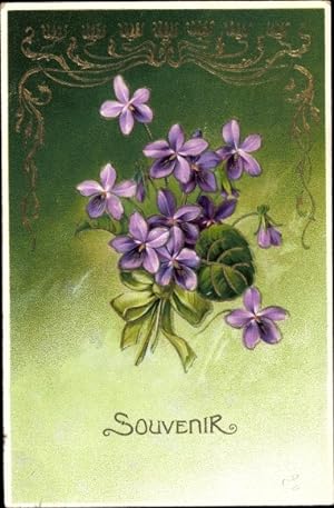 Präge Litho Souvenir, Veilchen, Blumenstrauß