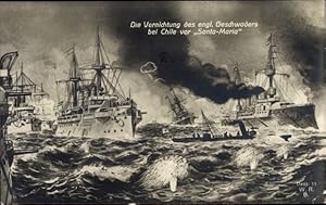 Ansichtskarte / Postkarte Seeschlacht vor Coronel, Vernichtung des englischen Geschwaders,Kreuzer...