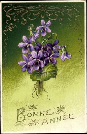 Präge Ansichtskarte / Postkarte Glückwunsch Neujahr, Veilchen, Blumenstrauß