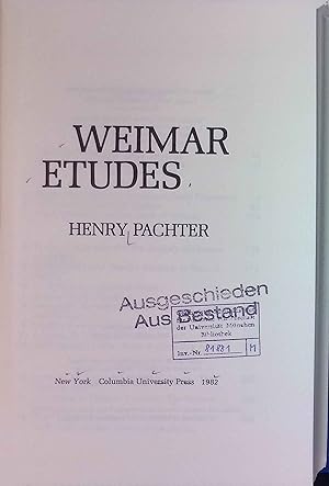 Image du vendeur pour The Weimar Etudes mis en vente par books4less (Versandantiquariat Petra Gros GmbH & Co. KG)