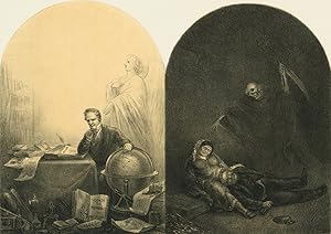 Karikaturist des 19. Jahrhunderts , Memento Mori. - "Engel, Tod und Humboldt"