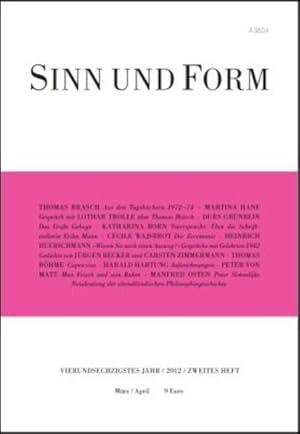 Seller image for Sinn und Form 2/2012 (Sinn und Form: Beitrge zur Literatur) for sale by Versandantiquariat Felix Mcke