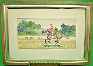 Paul Desmond Brown Huntsman w/ Hounds c1947 Watercolor