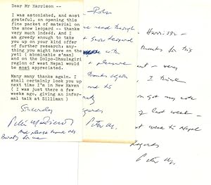 [Two Autograph Notes, Signed ("Peter M"), and One Typed Letter, Signed in Full]