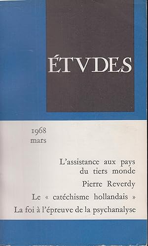 Image du vendeur pour ETUDES Mars 1968 mis en vente par PRISCA
