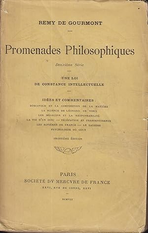 Image du vendeur pour Promenades philosophiques. 2e srie, Une loi de constance intellectuelle : Ides et commentaires mis en vente par PRISCA