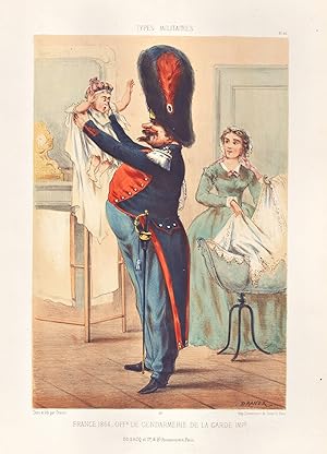 Imagen del vendedor de France 1864. Offr. de Gendarmerie de la Garde Impl." - Frankreich Garde imperiale Offizier officier officer Uniform / military Militr army Armee soldier Soldat Karikatur caricature a la venta por Antiquariat Steffen Vlkel GmbH