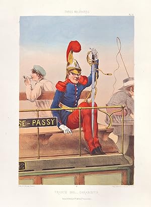 Seller image for France, 1863. Carabinier" - Frankreich Uniform / military Militr army Armee soldier Soldat Karikatur caricature for sale by Antiquariat Steffen Vlkel GmbH