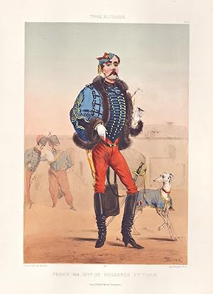 Imagen del vendedor de France 1864. Offr. de Hussards pte. Tenue" - Frankreich Husaren Offizier officier officer Uniform / military Militr army Armee soldier Soldat Karikatur caricature a la venta por Antiquariat Steffen Vlkel GmbH