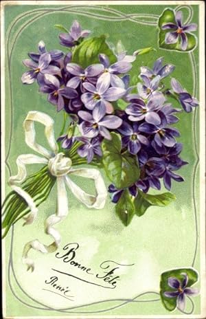 Präge Ansichtskarte / Postkarte Blumenstrauß, Veilchen