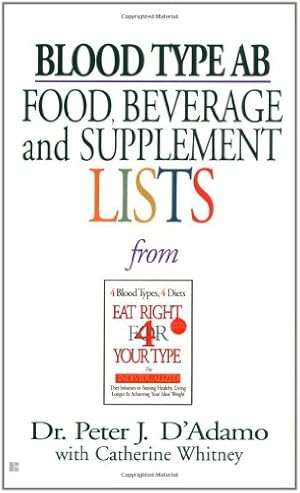 Seller image for Blood Type AB Food, Beverage and Supplement Lists (Eat Right 4 Your Type) by D'Adamo, Dr. Peter J. [Mass Market Paperback ] for sale by booksXpress