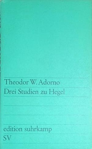 Bild des Verkufers fr Drei Studien zu Hegel. (Nr 38) zum Verkauf von books4less (Versandantiquariat Petra Gros GmbH & Co. KG)