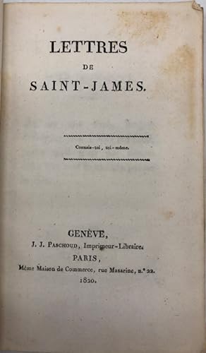 Image du vendeur pour Lettres de Saint-James. mis en vente par Librairie Historique F. Teissdre