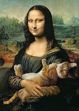 Mona Lisa mit schnurrender Katze (Puzzle)
