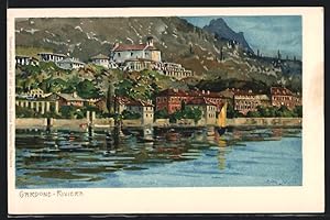 Artista-Cartolina Zeno Diemer: Gardone Riviera, Blick auf den Ort am Gardasee