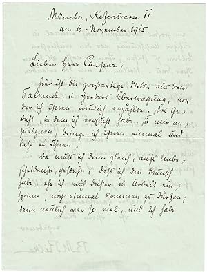 Image du vendeur pour Eigen. Brief mit Unterschrift  R. M. Rilke" und eigenh. Abschrift einer Herder-bersetzung aus dem Hebrischen. mis en vente par Kotte Autographs GmbH