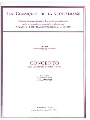 Bild des Verkufers fr Concerto pour contrebasse et piano Mozart, W.A., arr. zum Verkauf von moluna