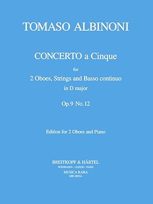 Image du vendeur pour Concerto a 5 D-Dur op.9,12 fr 2 Oboen, Streicher und Bc fr 2 Oboen und Klavier mis en vente par moluna