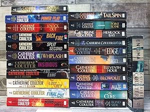 Image du vendeur pour Catherine Coulter's FBI Thrillers, 16 Vol. Collection: The Cove; Maze; The Target; The Edge; Riptide; Hemlock Bay; Eleventh Hour; Blind Side; Blow Out; Point Blank; Double Take; Tail Spin; Knock Out; Whiplash; Split Second; Back Fire mis en vente par Archives Books inc.