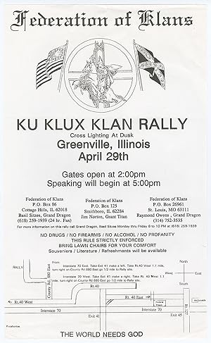 Federation of Klans - Ku Klux Klan Rally, Cross Lighting at Dusk, Greenville, Illinois, April 29th