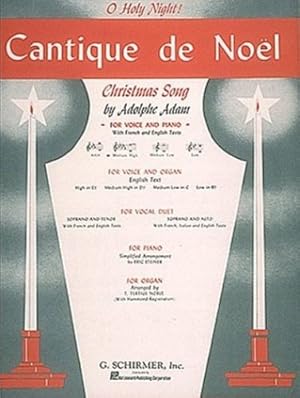 Imagen del vendedor de Cantique De Noel O Holy Night French English Medium High D Flat Voice Piano by ADAM A [Paperback ] a la venta por booksXpress