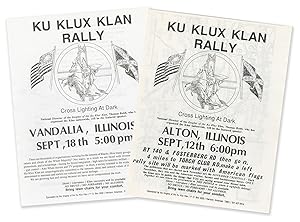 Two flyers for Ku Klux Klan rallies in Illinois featuring Thom Robb as speaker