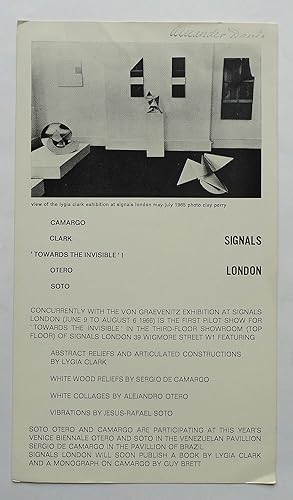 'Towards the Invisible ' I. Camarge, Clark, Otero, Soto. At Signals London from 9 June to August ...