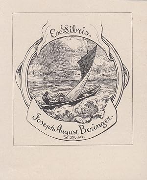 Imagen del vendedor de Ex Libris Joseph August Beringer [Thoma-Biograph, 1862-1937]. Segler auf bewegter See. a la venta por Antiquariat  Braun