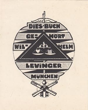 Dies Buch gehört Wilhelm Levinger [Rechtsanwalt in] München. Herz und Buch auf Waage.