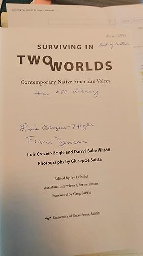 Imagen del vendedor de SURVIVING in TWO WORLDS: Contemporary Native American Voices (SIGNED 1st ) a la venta por virtualrarities