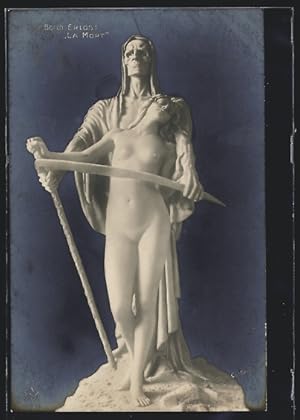 Ansichtskarte Skulptur von Elna Borch mit dem Titel Erlöst, Darstellung Der Tod