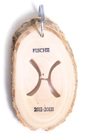 Legler 3657 - Small foot, Sternzeichen Fische, 1 Stück Anhaenger, Holzscheibe, 7x5cm