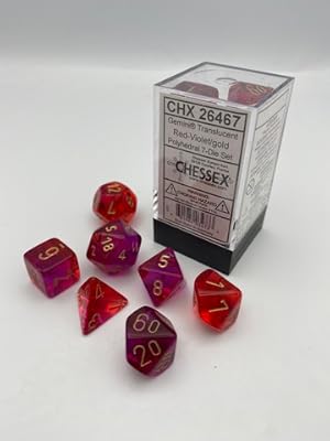 Gemini® Polyhedral Translucent Red-Violet/gold 7-Die Set