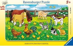 Ravensburger 06046 - Bauernhoftiere auf der Wiese, Rahmenpuzzle, 15 Teile
