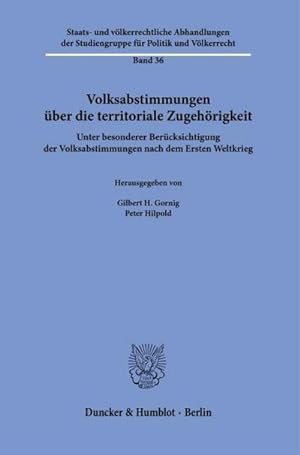 Seller image for Volksabstimmungen ber die territoriale Zugehrigkeit. for sale by BuchWeltWeit Ludwig Meier e.K.