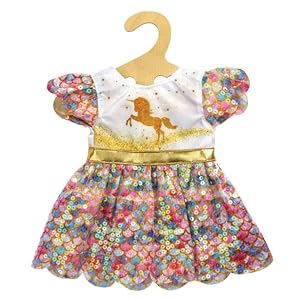 Pu-Glitzerkleid Einhorn Goldy,Gr.28-35cm