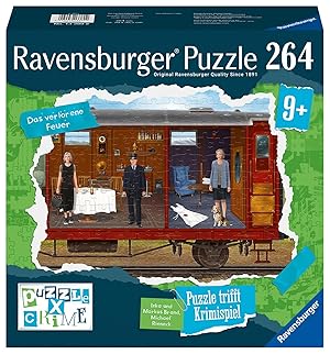 Ravensburger Puzzle X Crime Kids - Raub im Zug - 264 Teile Puzzle-Krimispiel für 1- 4 junge Detek...