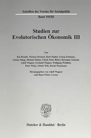 Immagine del venditore per Studien zur Evolutorischen konomik III. venduto da moluna