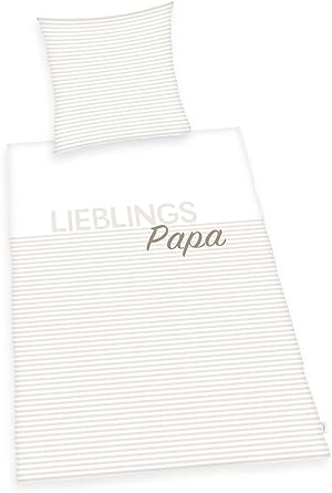 Herding 4459281050 - Lieblings-Papa Bettwaesche-Set, Baumwolle, 80x80/135x200 cm