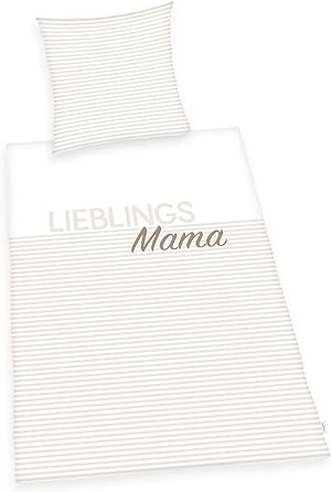 Herding 4459280050 - Lieblings-Mama Bettwaesche-Set, Baumwolle, 80x80/135x200 cm