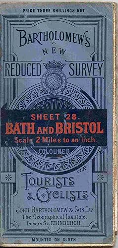 Bartholomew's New Reduced Survey. Sheet 28. Bath and Bristol. Scale 2 Miles to an Inch. Coloured ...