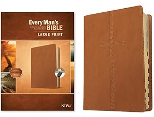 Seller image for Every Man's Bible NIV, Large Print (LeatherLike, Cross Saddle Tan, Indexed) [Imitation Leather ] for sale by booksXpress